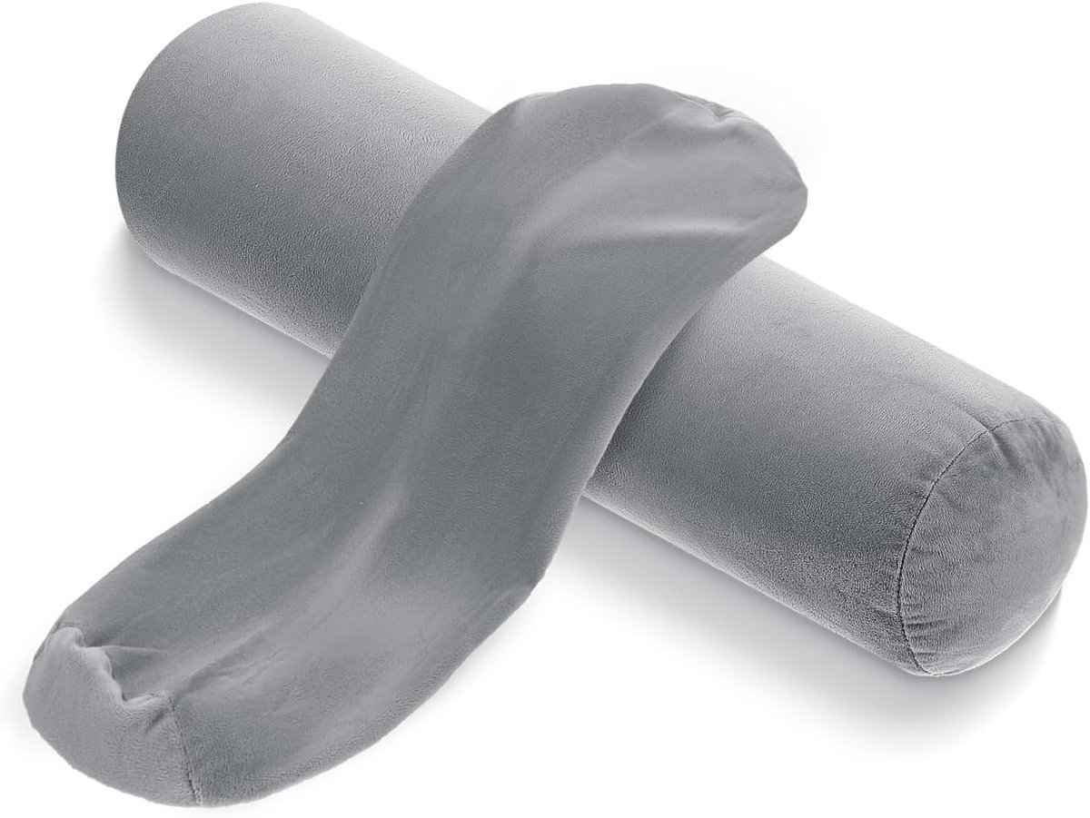 Cervicale Nekrol Kussenhoezen Set van 2, Zachte Bolster Kussenhoezen met Verborgen Rits, Ideaal voor Neksteun en Comfort (40x15cm, Grijs)