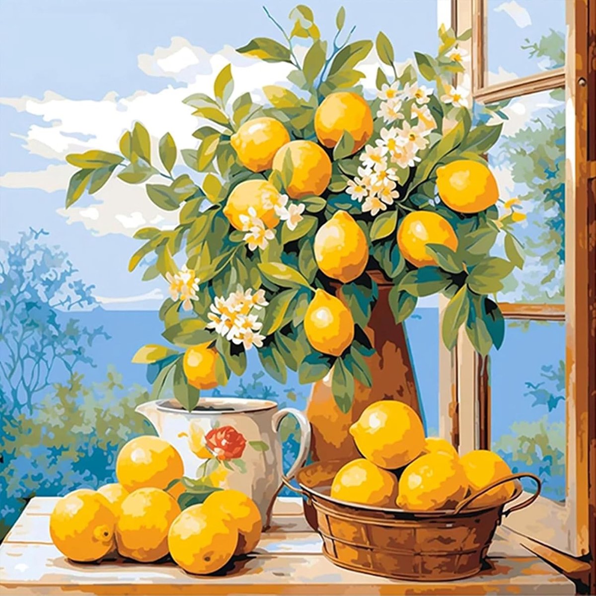 Lemon Peinture voor Volwassenen: Schilderen op Nummer met Fruit Motief, Complete Kit met Pinceaus voor Beginners, Ideaal voor Interieurdecoratie 30X30cm