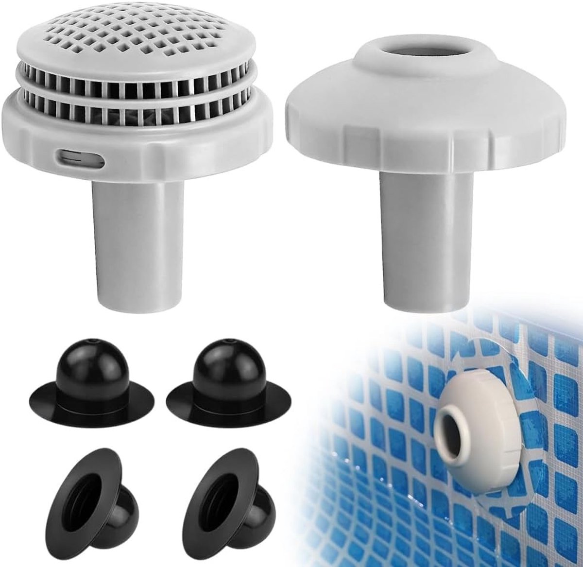 Poolfilter aansluitset 32mm voor zwembadonderhoud, interne schroefdraad en compatibiliteit met inlaatnozzle voor optimale waterkwaliteit