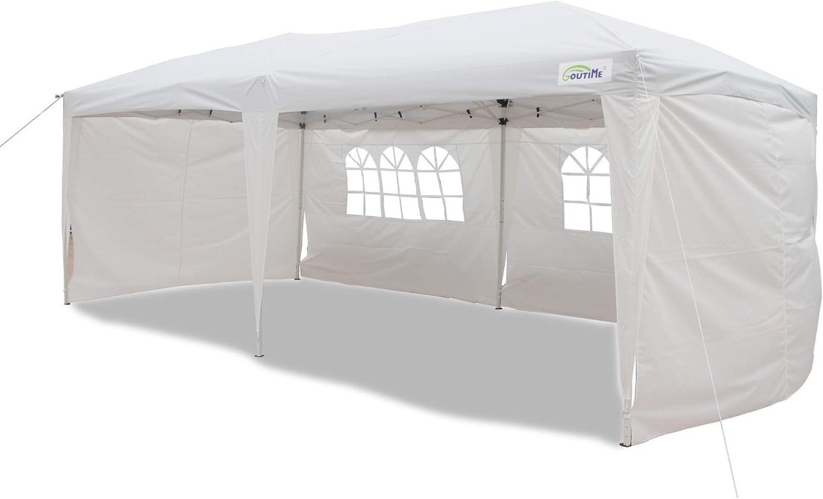 Opvouwbare Partytent 3m x 6m met 4 Afneembare Zijwanden, Hoogte Verstelbaar, Waterdicht en Ideaal voor Bruiloften en Kampeeren in Alle Weersomstandigheden