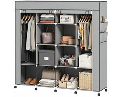 HOMCOM Fabric Wardrobe-Stahl, Vliesstoff-166L x 42,5B x 167Hcm-Dunkelgrau