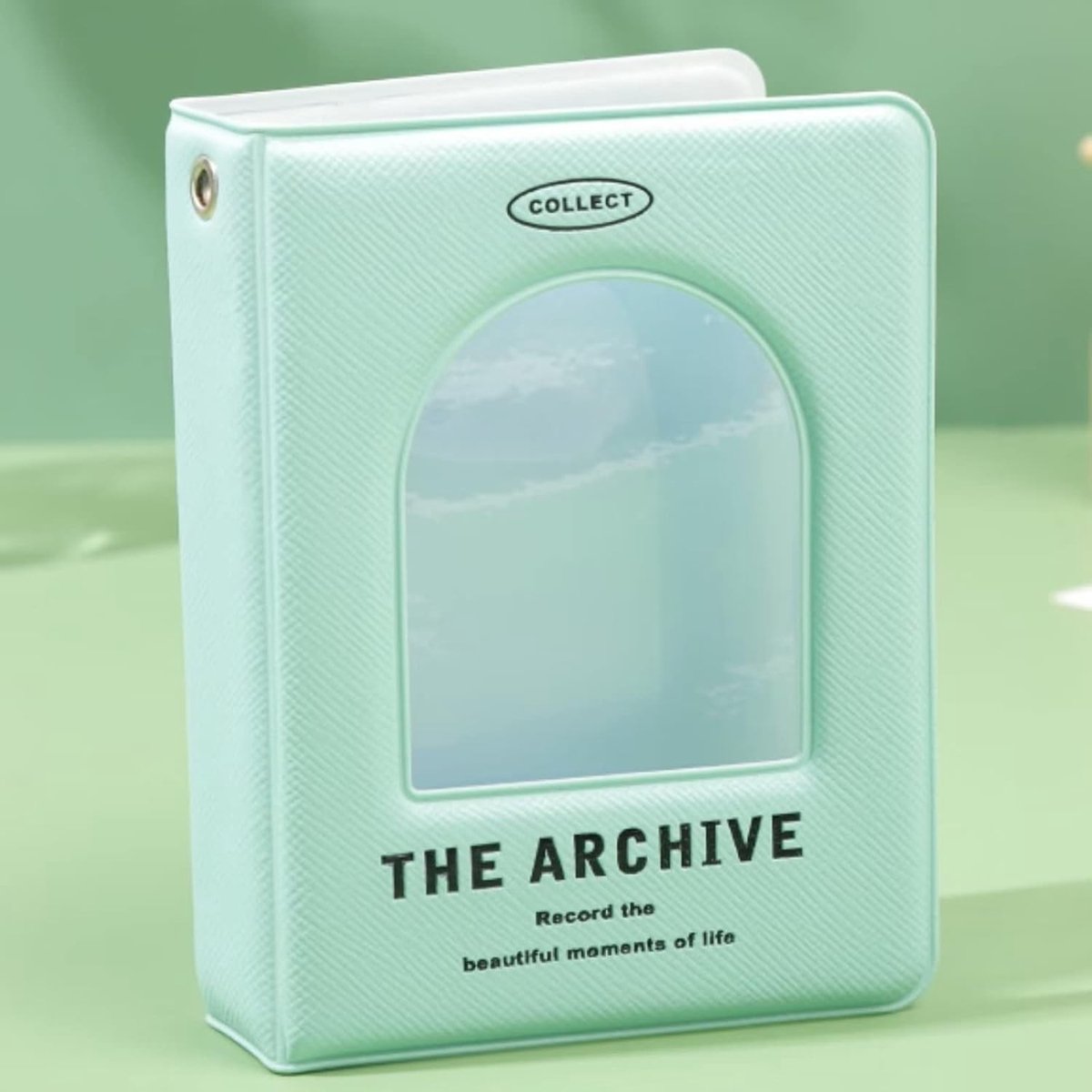 Mini Fotoalbum met 40 Pockets voor Foto's, Kpop Kaarten en Visitekaartjes - Groene Kaart Houder met Hartvormige Vensters