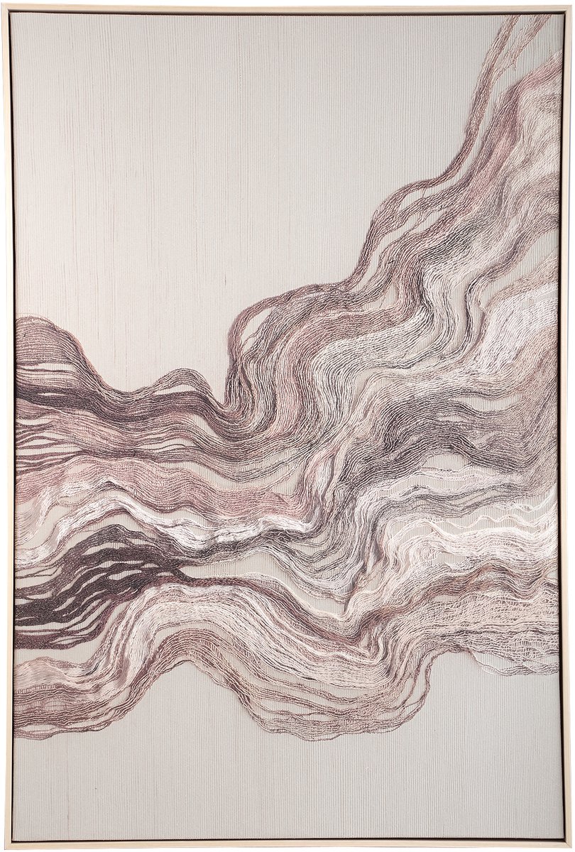 PTMD Kirti Sand Framed Rect Canvas Wall Panel Textile