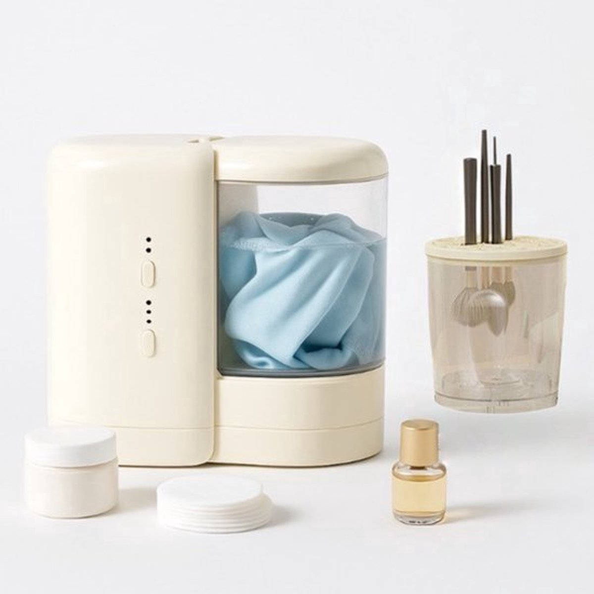 Mini-Wasmachine Beige - 2-In-1 Ondergoed En Make-Upborstels Reiniger - Compacte Desinfectie Met Blauw Licht - Timer En Type-C Opladen