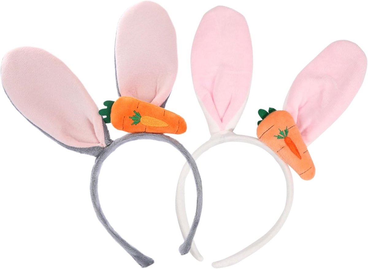 Set van 2 Paashaas Haarbanden met Wortel - Leuke Accessoires voor Carnaval en Pasen voor Vrouwen en Meisjes