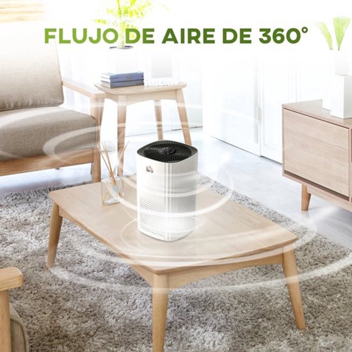 Luchtreiniger - Air cleaner - Airpurifier - Air purifier met HEPA CADR Filter - 225m ³/u tot 24 m² - LED-display - ABS en PP - ≤ 60dB - 25W - Wit