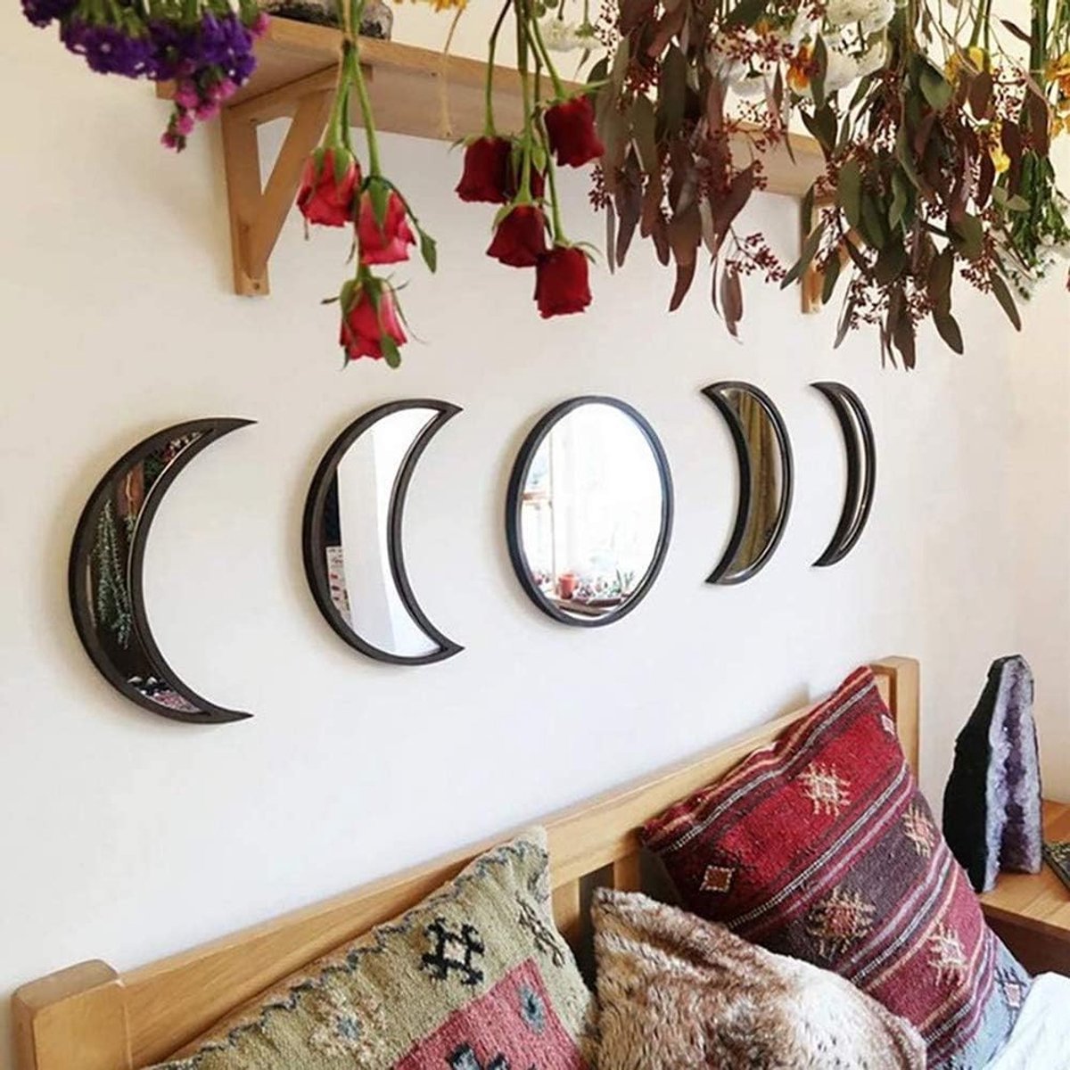 Set van 5 Acryl Maanfase Spiegels voor Wanddecoratie in de Slaapkamer - Unieke Decoratie, Modern Design, Creatieve Wandversiering