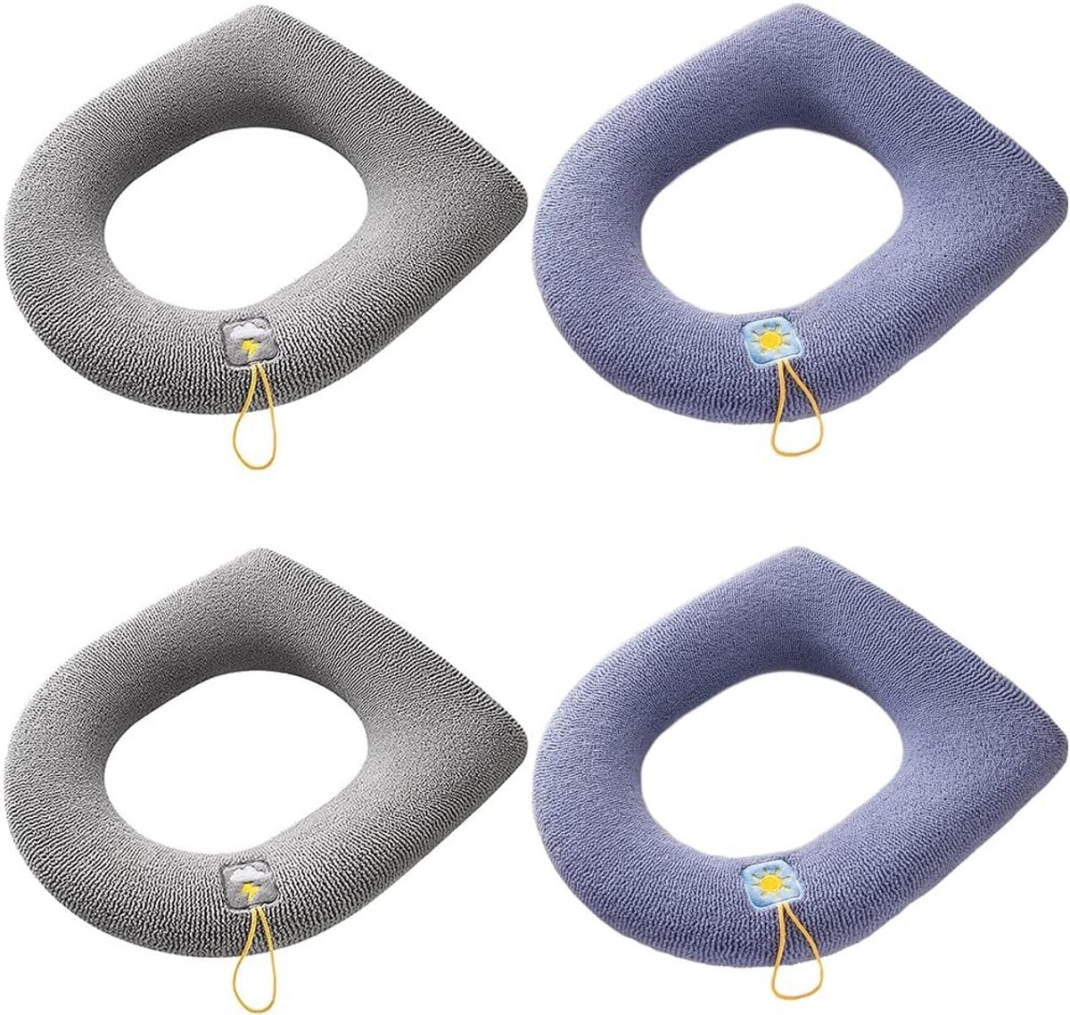 Set van 4 Wasbare Toiletbril Covers, Dikke en Rekbare Bescherming voor de Toiletbril, Geschikt voor de Meeste Toiletten