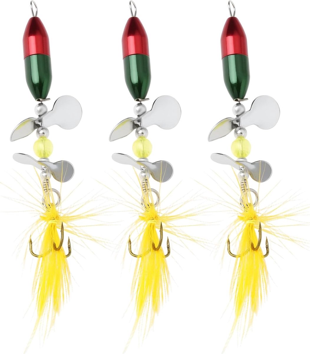 3 Stuks 10G Draaiende Spinner Sequins Vissen Lure Wobbler 11cm voor Baars, Forel en Snoek