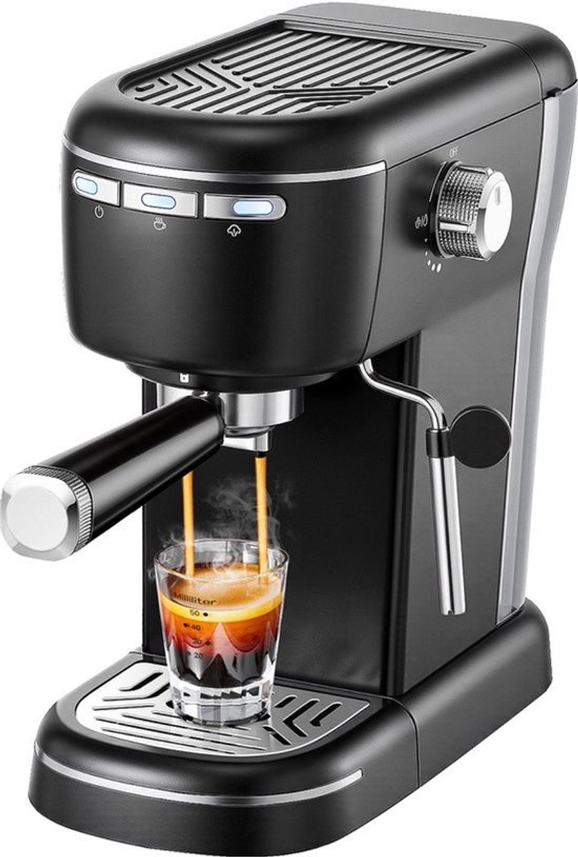 Espressomachine - EU Stekker - 1100 W - 1,2 Liter - Roestvrij Staal - Zwart