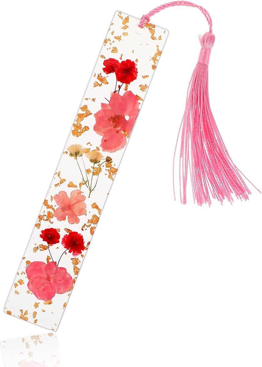 Handgemaakte Gedroogde Bloemen Boekenleggers met Kwastje - Duurzame Resin Boekmarkers als Leuke Cadeaus voor Boekenliefhebbers en Studenten om Lezen te Stimuleren