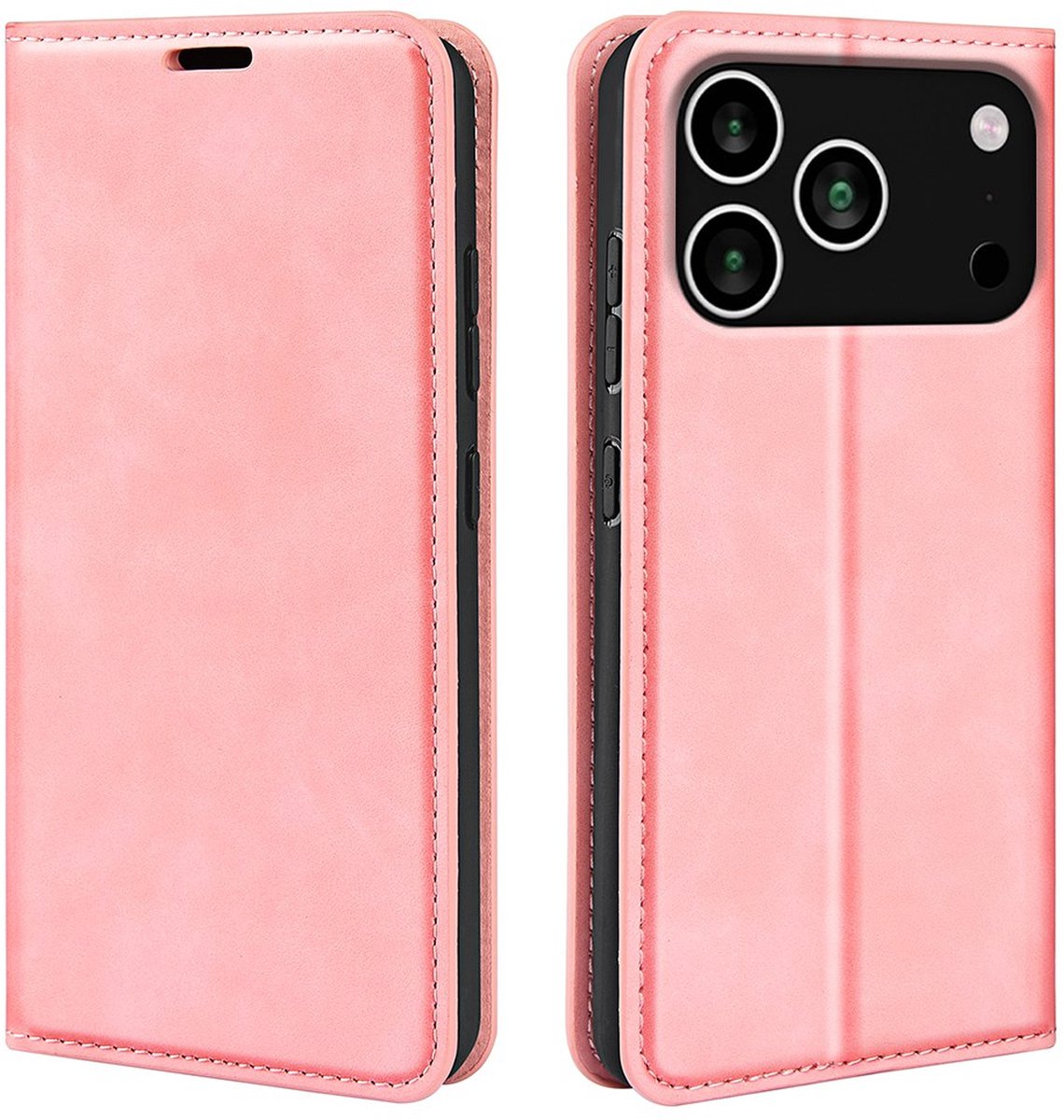 MobyDefend Hoesje - Geschikt voor iPhone 18 Pro - Luxe Wallet Bookcase (Magnetische Sluiting) - Roze
