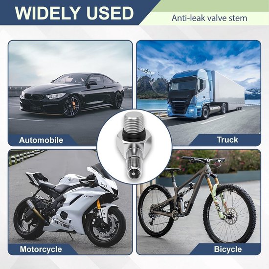Set van 2 Motorband Ventielen met 90 Graden Hoek, Ventieladapter voor Tubeless Fietsen, Geschikt voor Aluminium Ventieldoppen met 1 cm Diameter — afbeelding 5