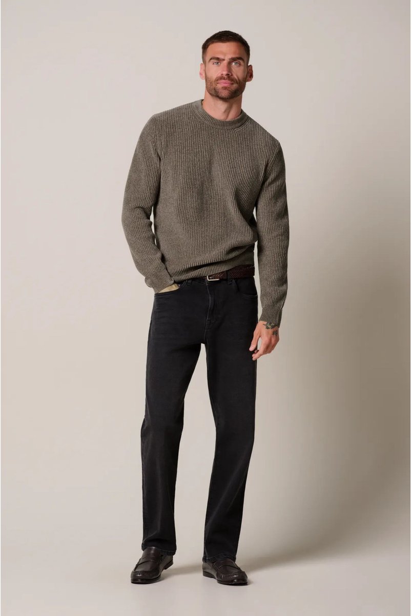 Profuomo Pullover Chenille Rib Wool Blend Brown - Maat S - Heren
