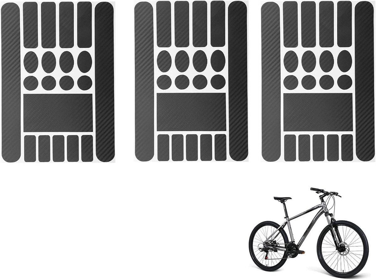 Set van 3 frame beschermfolie voor fietsen, beschermende stickers, lakbescherming voor mountainbikes en gewone fietsen