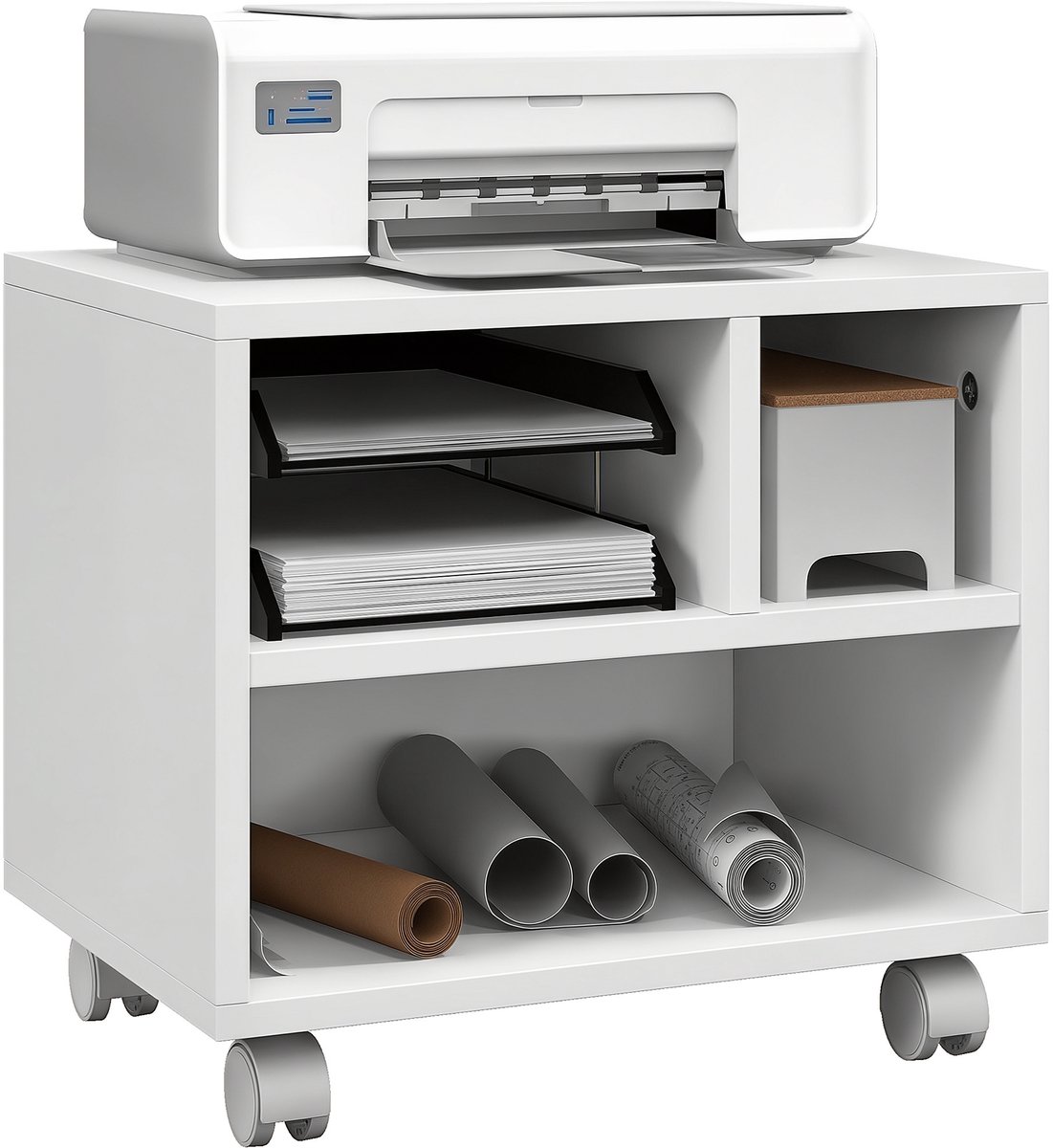 HOMCOM Printerkast - Spaanplaat - 40x30x36cm - Wit