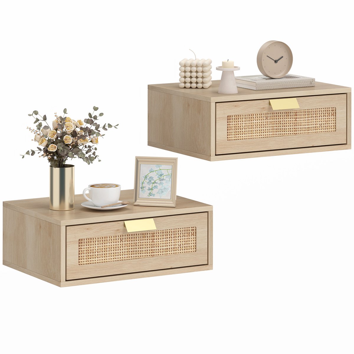 HOMCOM Nachtkastje - Spaanplaat - 40x30x15cm - Eikenhout