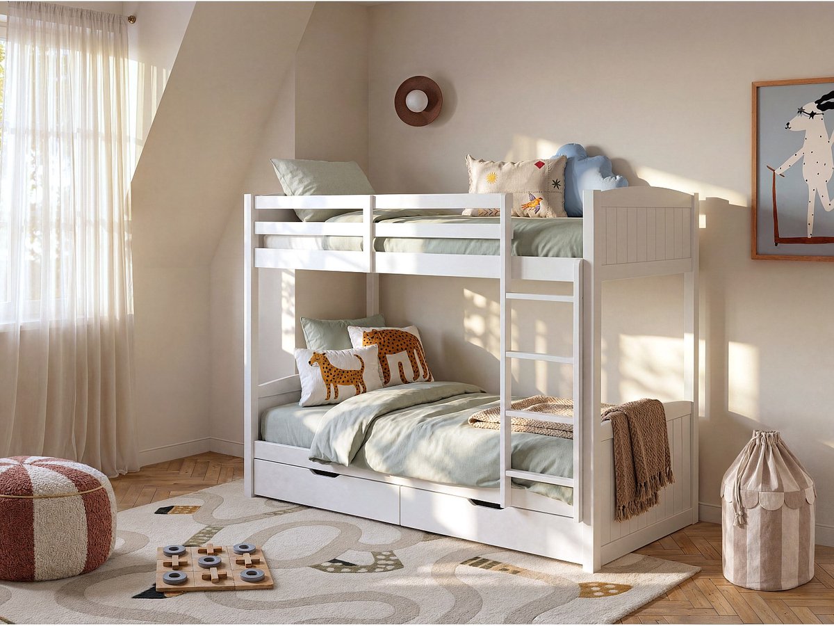 Vente-unique Stapelbed hout wit 120 x 200 cm