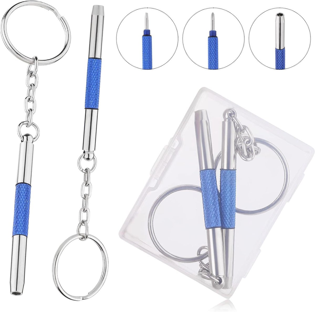 Kleine Reparatieset voor Brillen met 3-in-1 Precisieschroevendraaiers en Sleutelhanger - Ideaal voor Brilonderhoud en Verstelling