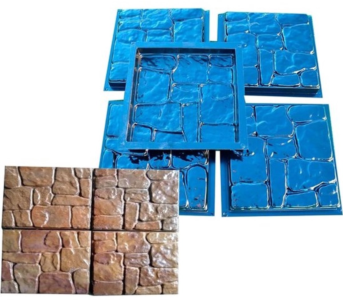 Betonmalen Mallen - Tuinpad Stenen - Terras Maken - Herbruikbaar ABS Plastic - 5 Stuks 30cm - Blauw