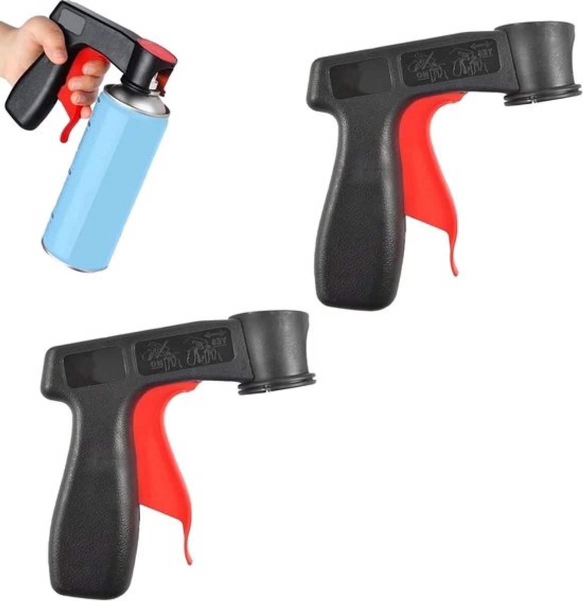 Spuitbushouders - Spuitbusgrepen - Precisie Lakken - Ergonomisch Design - 2 stuks - Zwart Rood