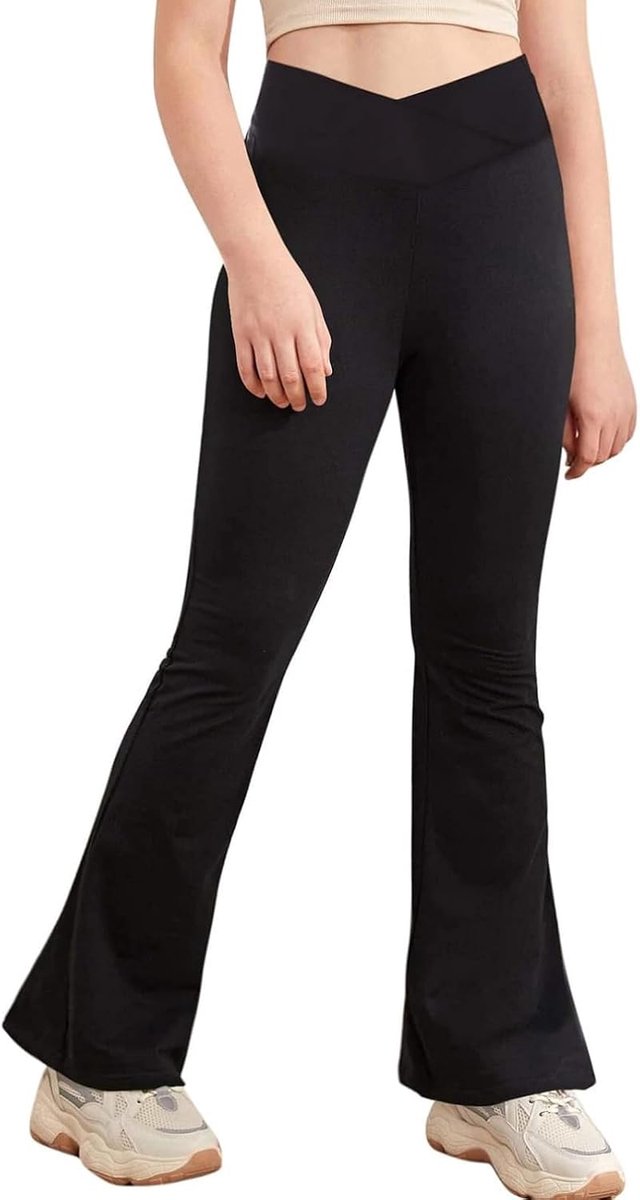 Meisjeslegging, wijd uitlopende leggings, sportbroek, uitlopende yogabroek