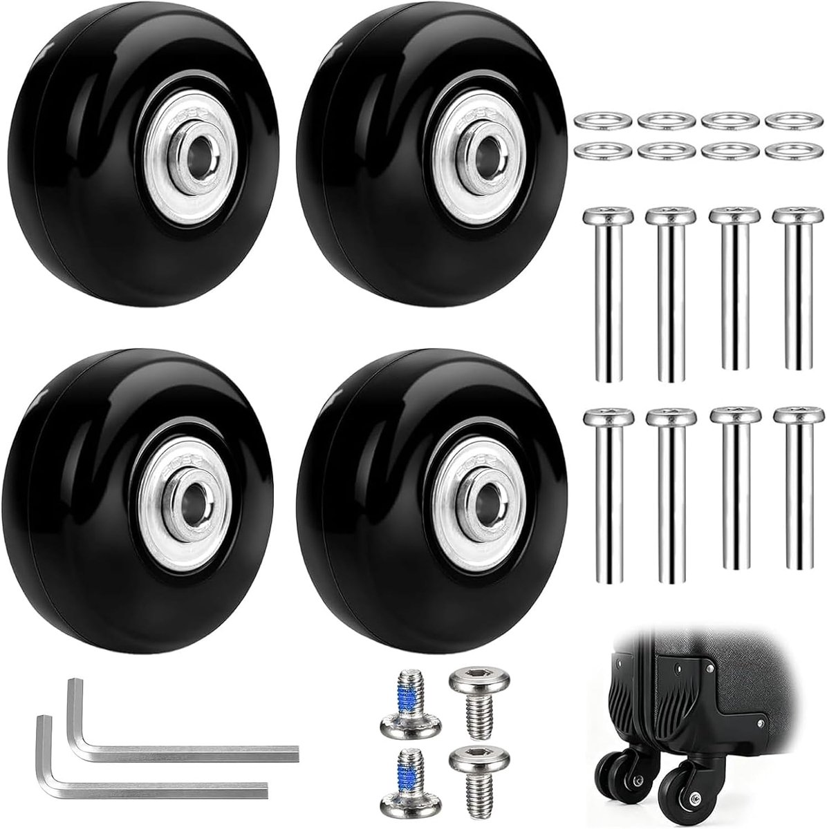 Vervangende wielen set van 4, 45mm stille zwenkwielen