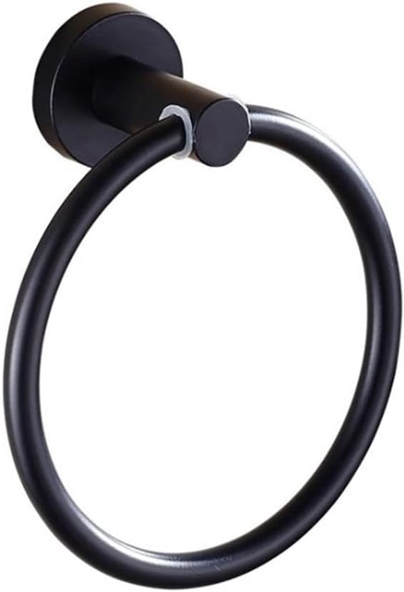Badkamerhanddoekring, 1pc roestvrijstalen zwarte handdoekhouder, handdoekring, rond wandgemonteerd handdoekenrek, handdoekplank Badkameraccessoires good
