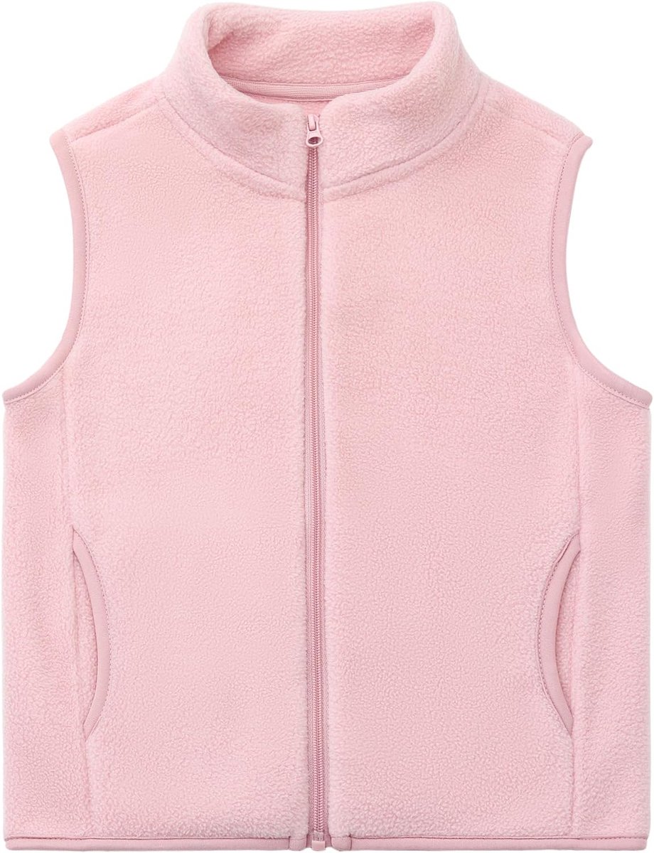 Kinderen, fleece, mouwloos, voor volwassenen, enkelkraag, ritssluiting, winddicht, warm, effen, vader-kind, bovenkleding, lichte bovenkleding