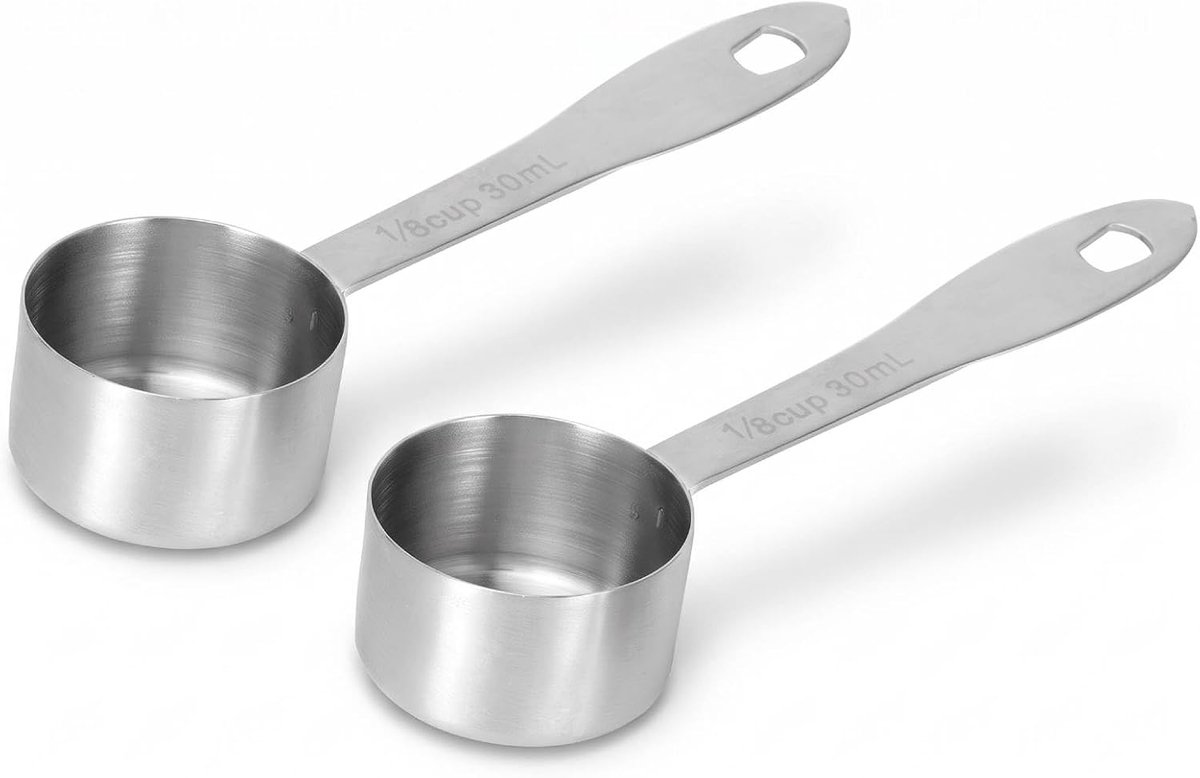 2 stks Koffie Scoop Rvs Maat Koffielepels Lange Steel Lepel voor Fruit, Koffie, Melkpoeder 1/8 Cup
