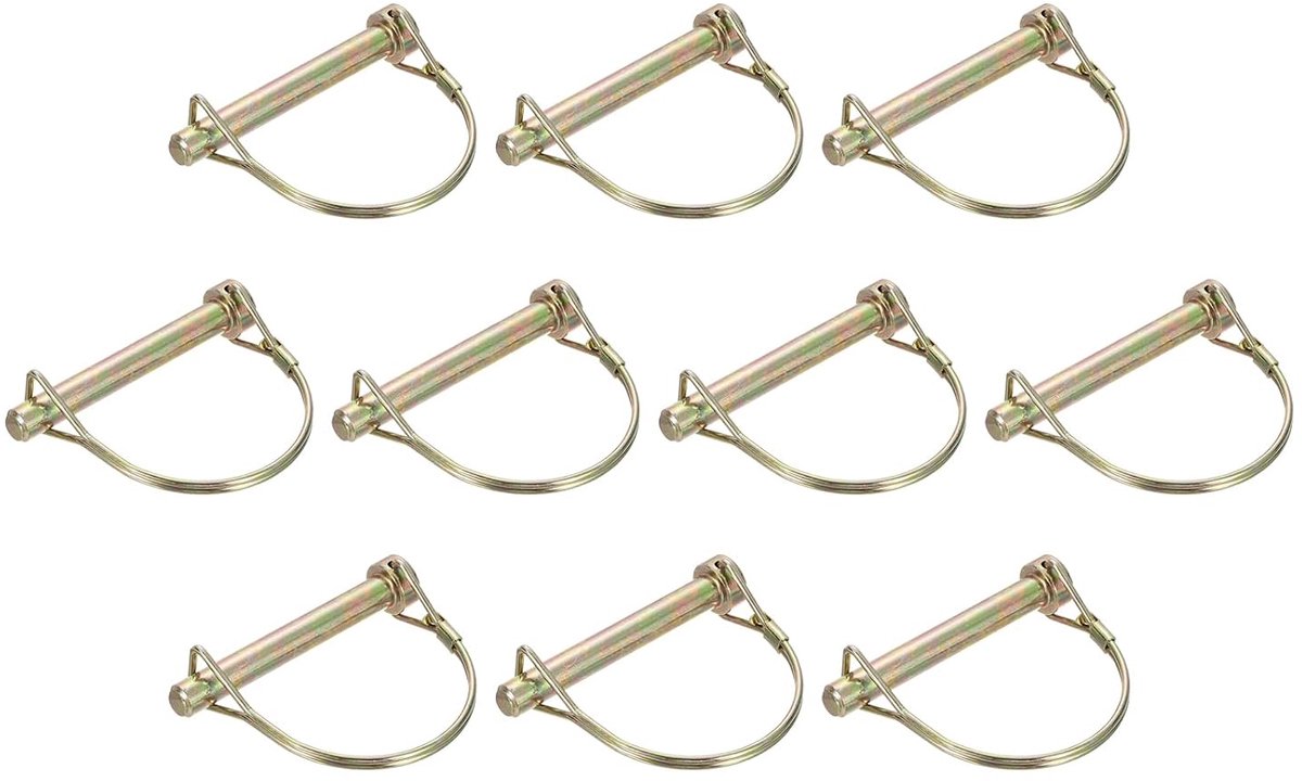 10 stuks 3/8 inch x 2-3/4 inch bouten met ring, hangerpennen, ronde bouten voor boot, kajak, tractorwagen, goudkleurig