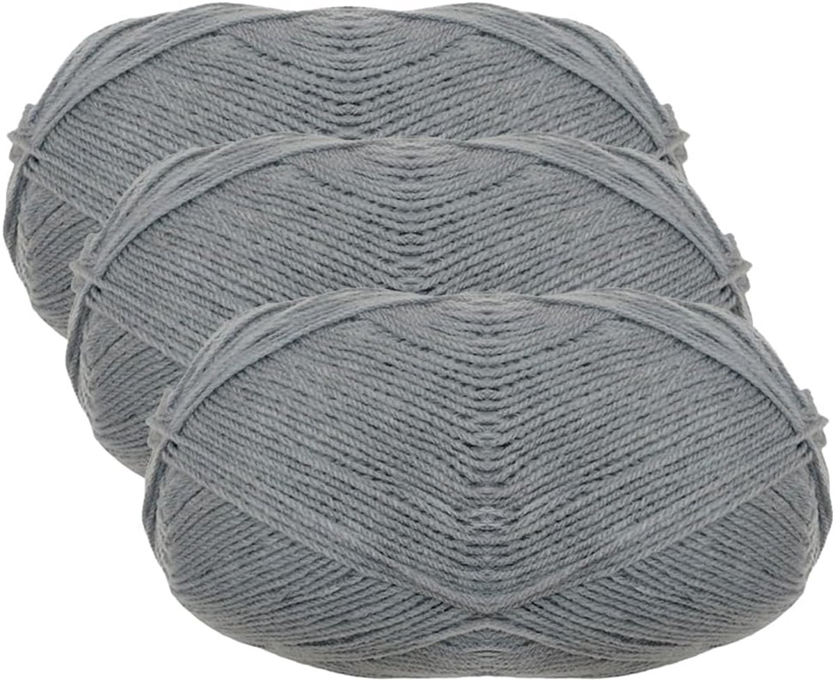(100 gram - 365 meter, Grijs, 3-pack), Breigaren, Haakgaren, Werkwol
