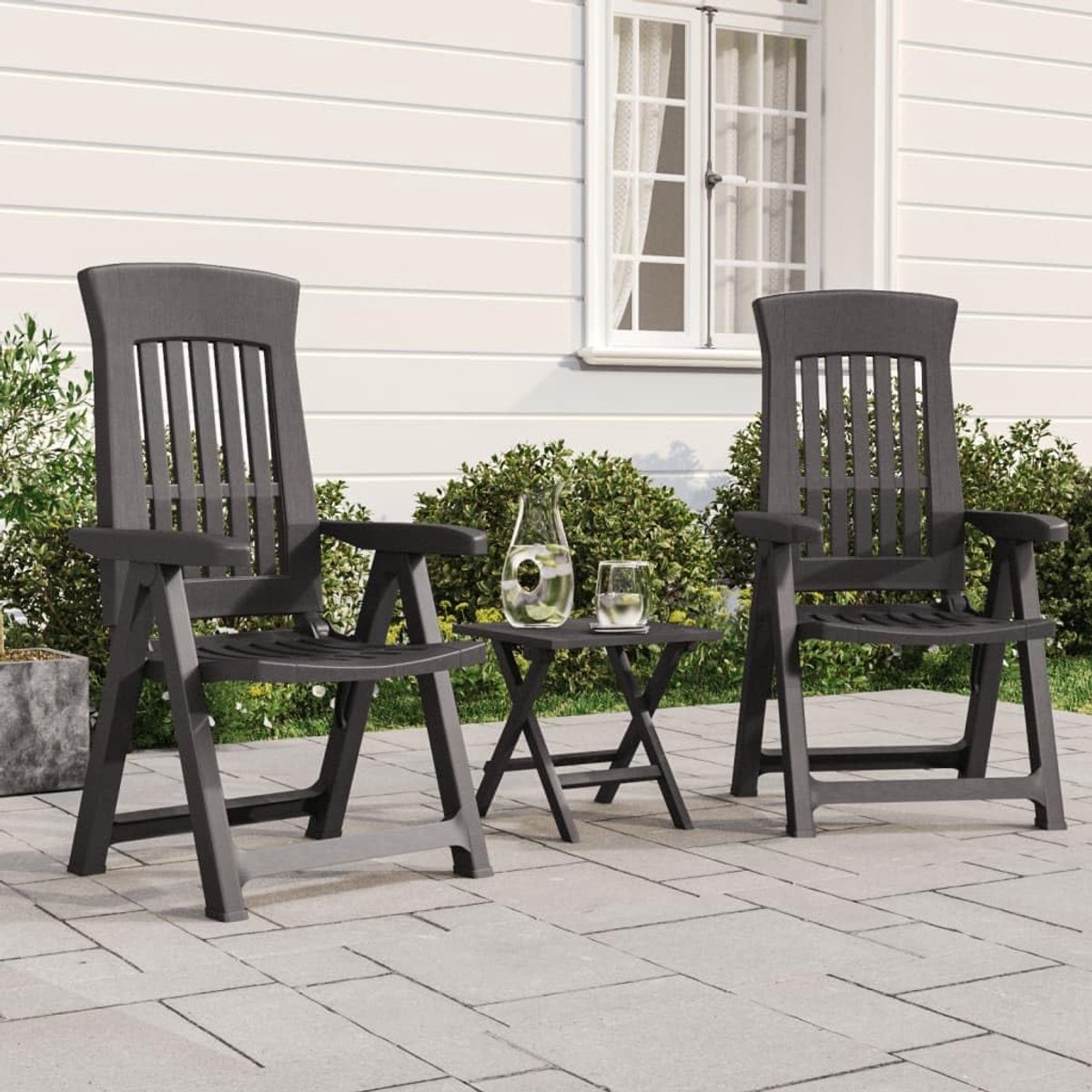 Tuinstoelen, 2 stuks, inklapbaar, tuinstoel, stoel, eetstoelen, houten stoelen, campingstoel, hoge rugleuning, tuinstoelen, tuinmeubelen, verstelbaar, antraciet