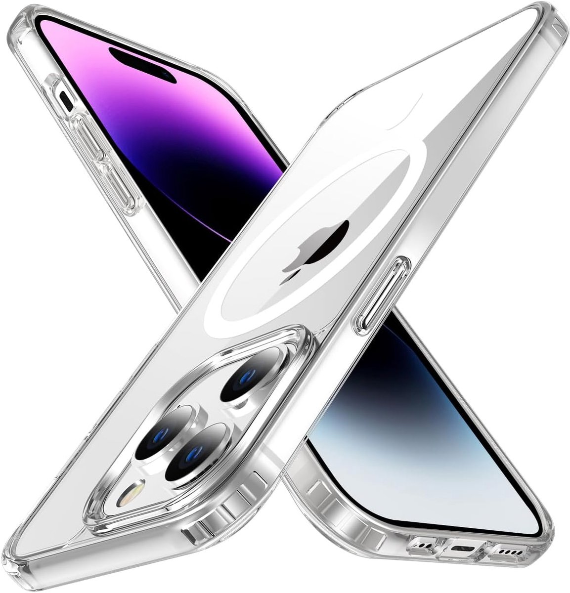 Beschermhoesje voor iPhone 14 Pro 6,1 inch, compatibel met MagSafe, krasbestendig, antislip, klassieke stijl, transparante beschermhoes