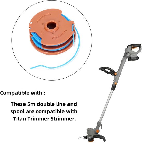 2 stuks dubbele trimmerspools en spoollijn compatibel met Titan TTB820GGT — afbeelding 2