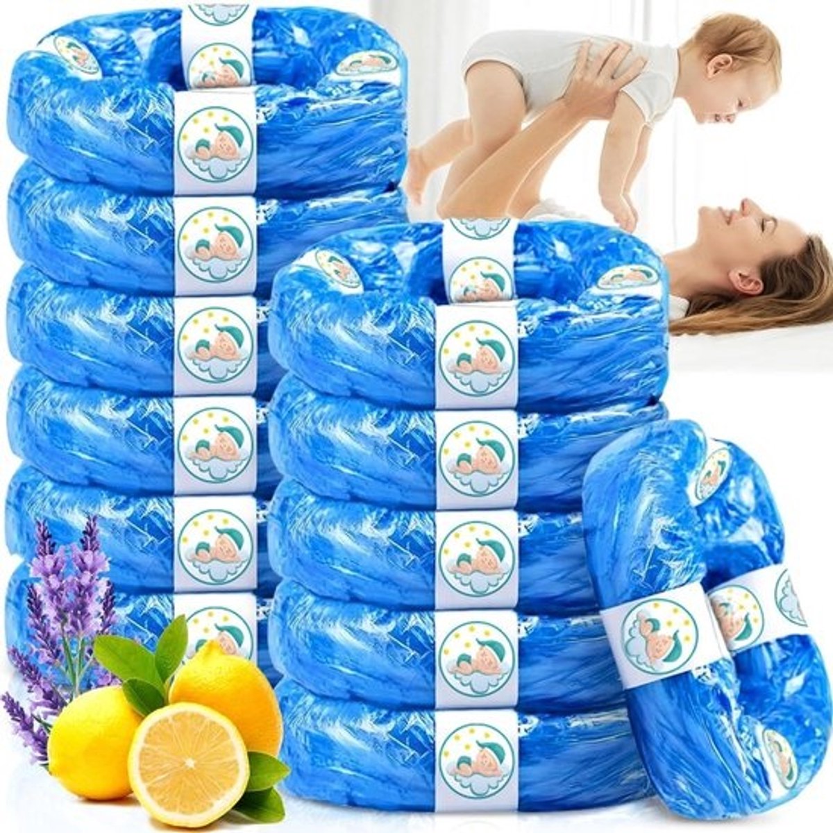 Navulzakken Luieremmer - Luierzakken - Luier Afval - Geurdicht Ontwerp - 12 Stuks 4.5M - Blauw