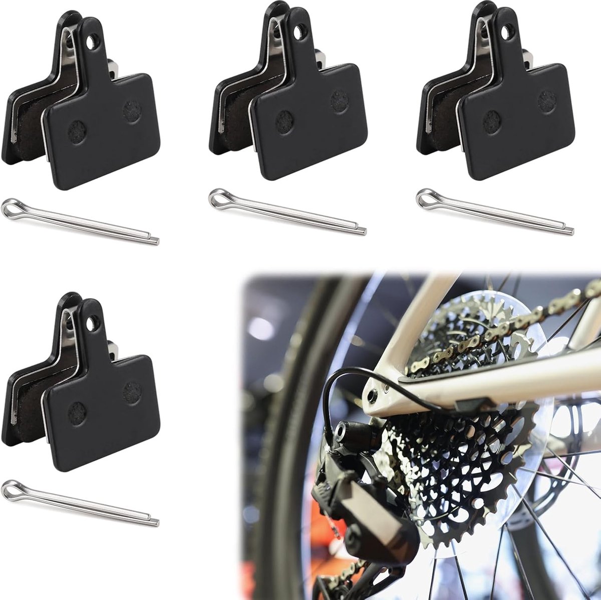 4 paar remblokken voor fiets, halve schijf, remschijven, metallic voor M575 M525 M515 T675 M505 B01S C501 M495 M486 M485