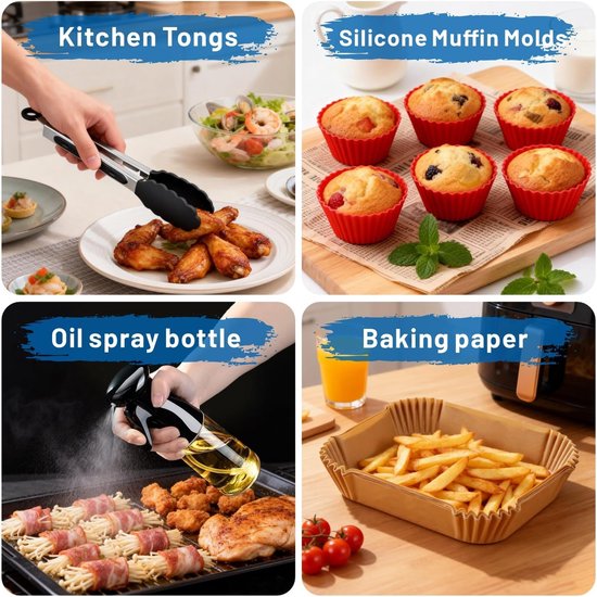 Accessoires voor de Philips Airfryer 4000-serie Stacked Dual Basket 10L, accessoires voor de Philips NA460/NA462 heteluchtfriteuse, siliconenvorm voor heteluchtfriteuse met grillrooster, wafelvorm — afbeelding 5