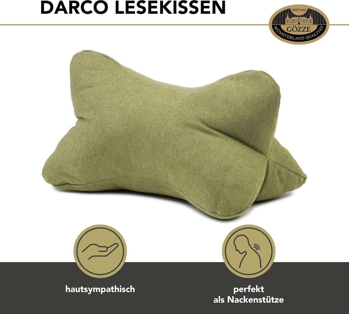 Rugkussen onderrug - Groen - 40 x 25 cm - Chenille Leeskussen met Zachte Vulling - Voor Comfort tijdens het Lezen