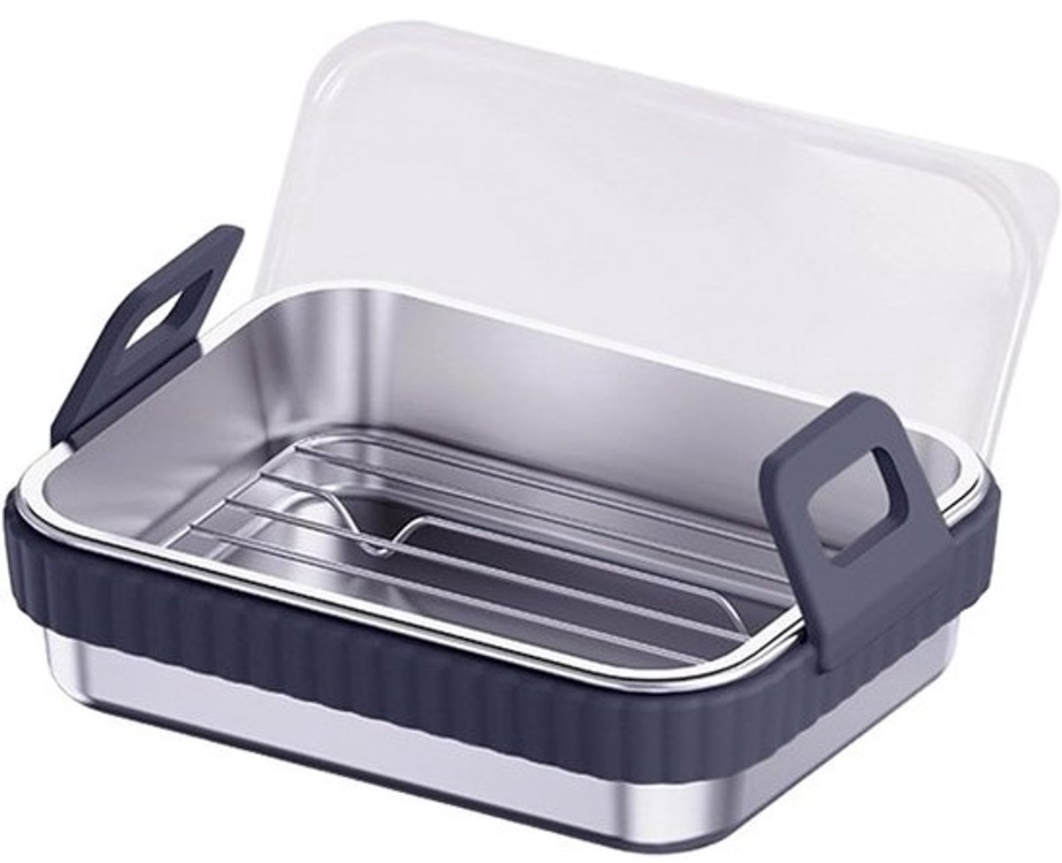 Airfryer Bakblik - Braadslede Accessoire - Krokante Gerechten - Antiaanbaklaag Deksel - 21 x 16 cm - Grijs