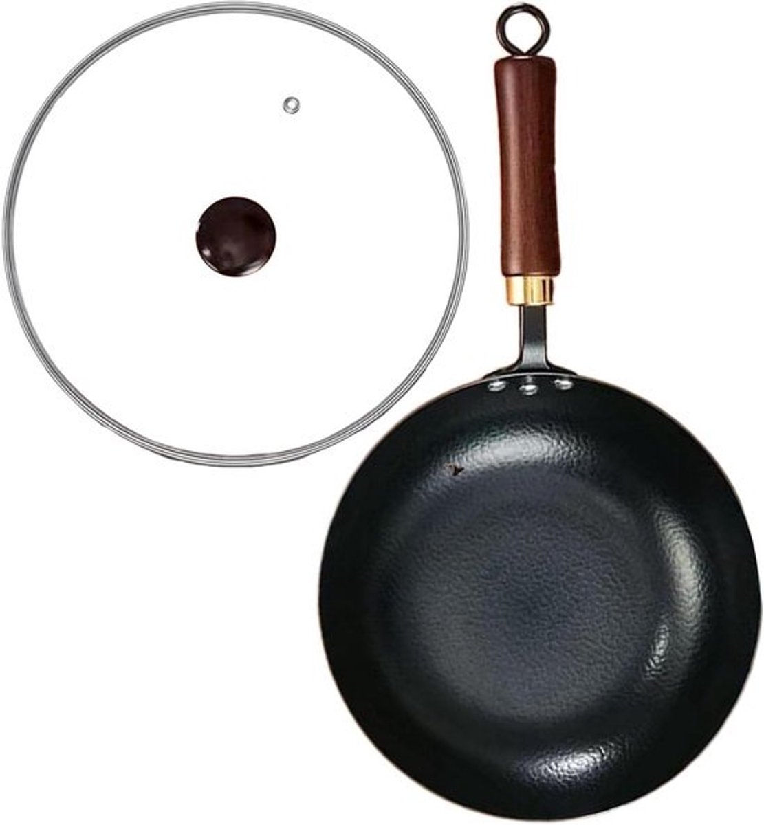 Japanse ijzeren wok - Handgesmede pan - Thuis koken - Ergonomische hittebestendige grip - 40x20x10cm - Meerkleurig