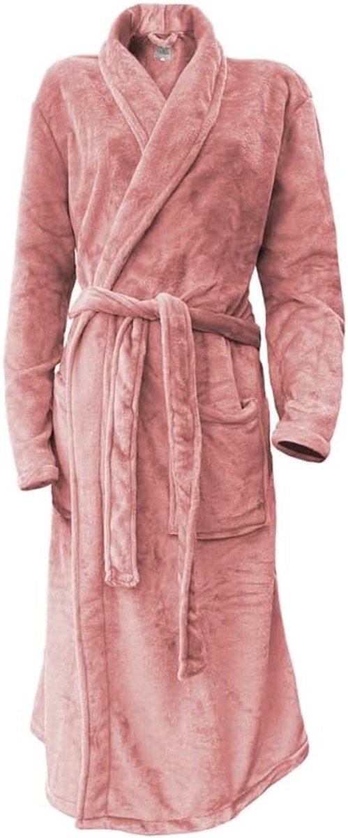 Fleece Badjas Uni - rose - XL