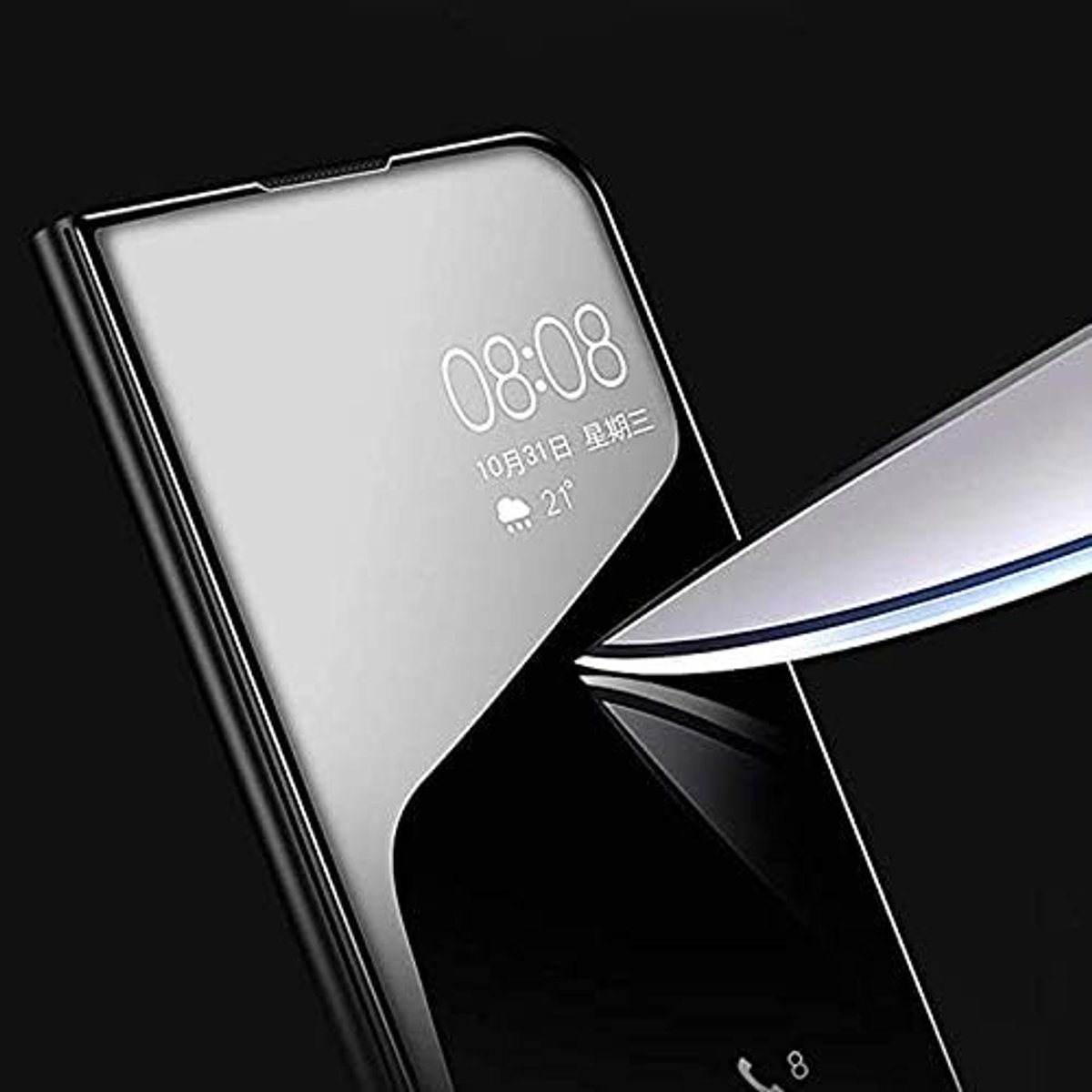 Hoes voor Samsung Galaxy S10e, spiegelende hoes voor mobiele telefoon, flipcase, beschermhoes, smart clear standing view, spiegelcase, cover, pc-hoes, stootvast voor Samsung Galaxy S10e, hoes (zilver)