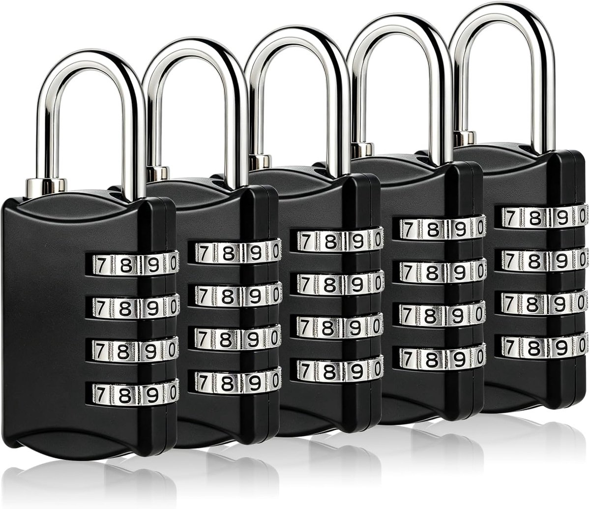 5 stuks hangslot met cijfercode, cijferslot, 4-cijferig