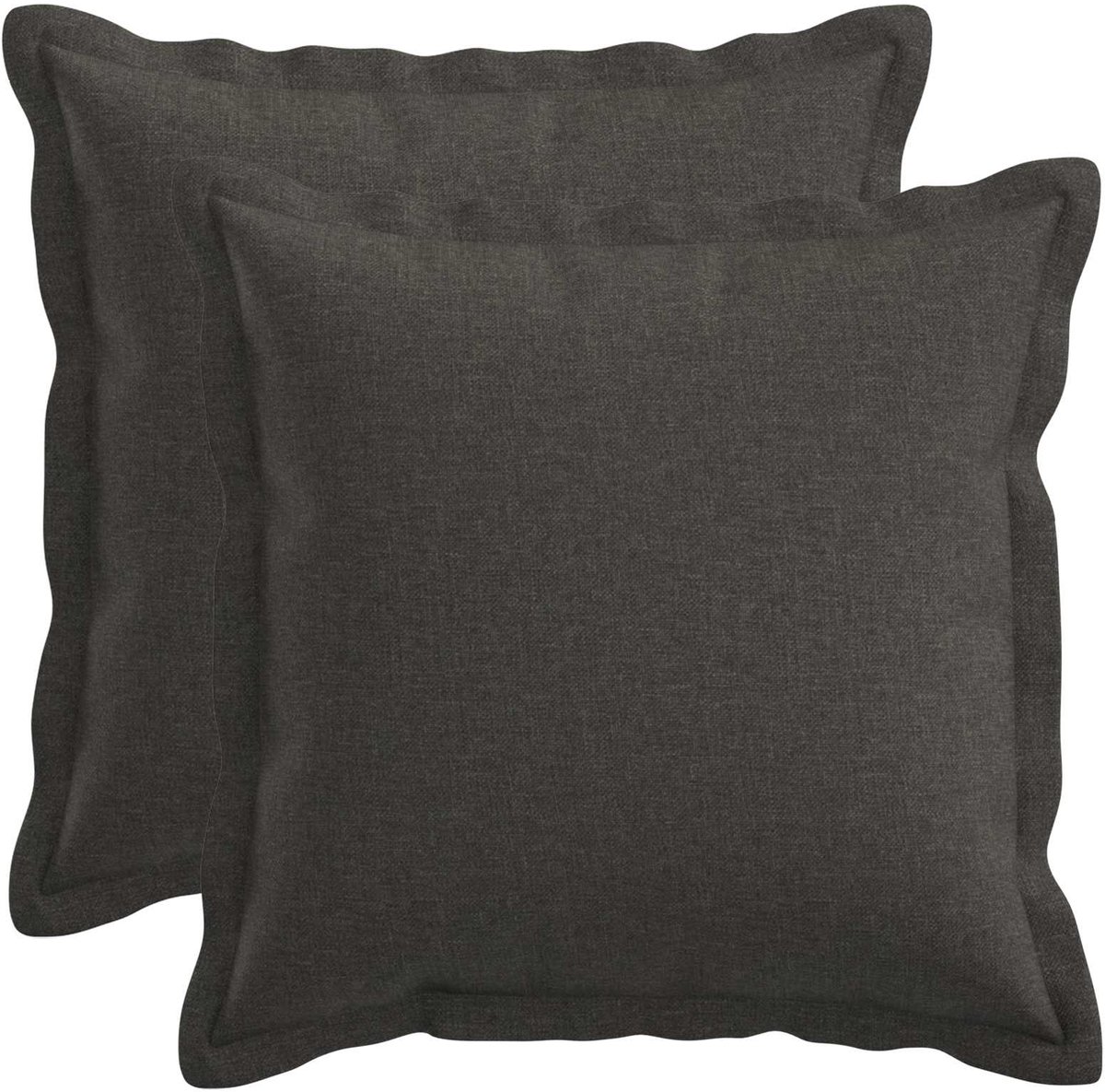 vidaXL Dekenkussen - 2 - st - HOUTEN - Donkergrijs - 50 - x - 50 - cm - Faux - Linnen