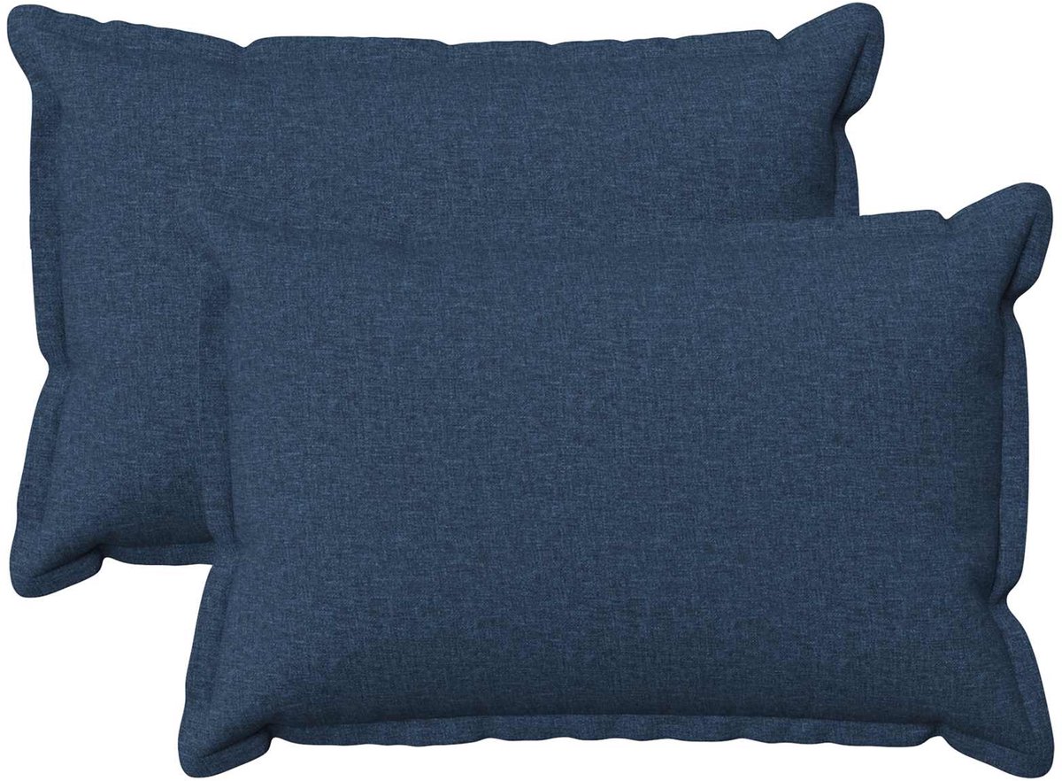 vidaXL Dekenkussen - 2 - st - HOUTEN - Blauw - 50 - x - 75 - cm - Faux - Linnen
