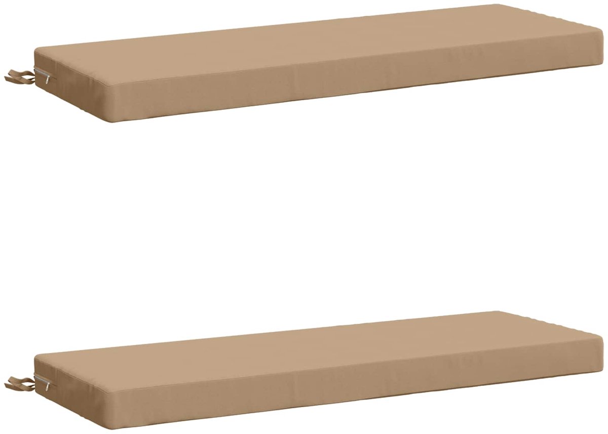 vidaXL Bankkussens - SOEST - 2 - st - 100% - Polyester - Zand - 100 - x - 40 - x - 8 - cm