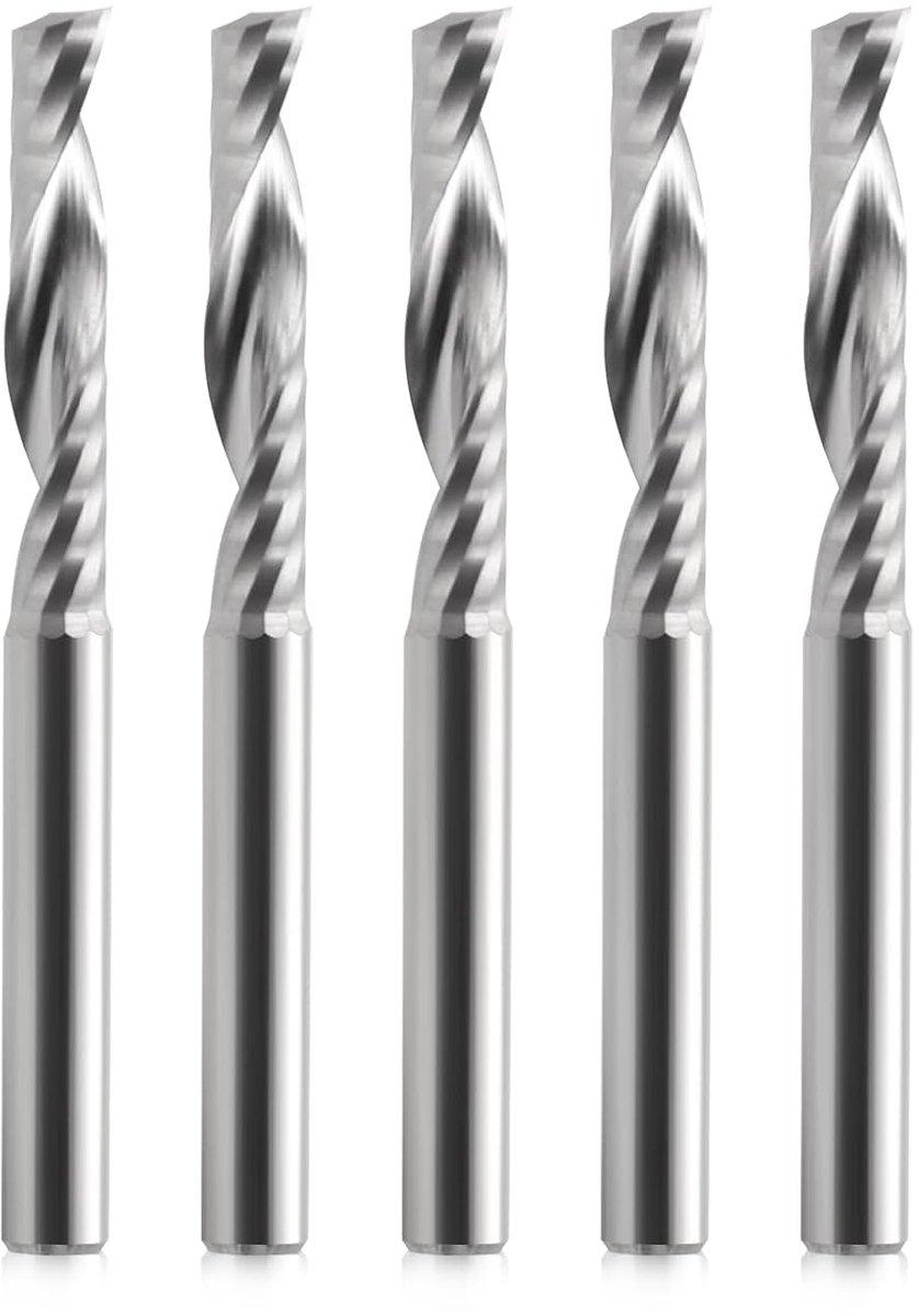 5 stuks 6 mm schachtfrees CNC spiraalfrees wolfraamstaal 42 mm groeflengte upcut snijgereedschap voor acryl PVC ABS multiplex hardhout