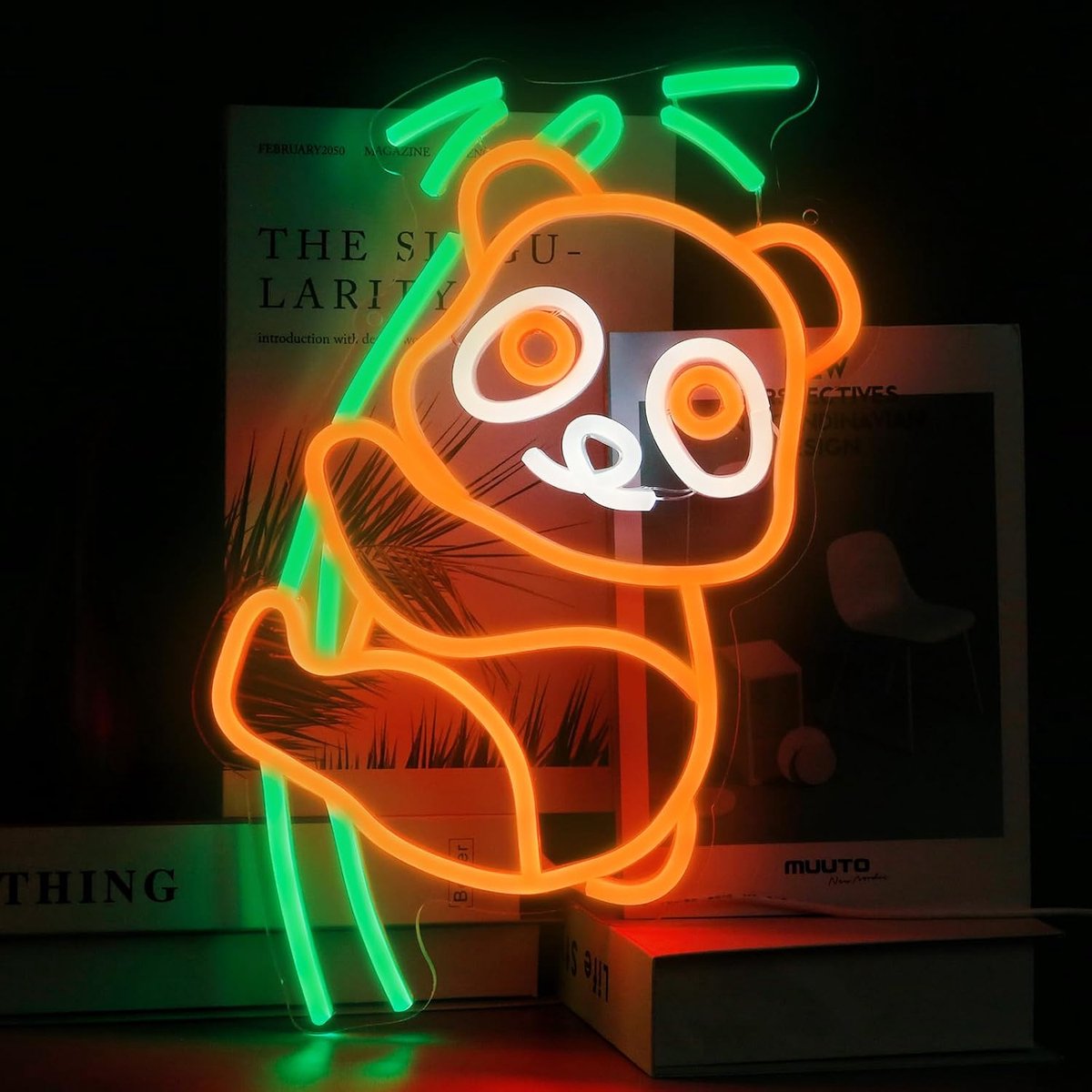 Lichtreclame, gaming zone panda lichtteken, neonborden voor speelkamer, muur, speelkamer, kinderkamer, slaapkamer, woonkamer, wanddecoraties (panda)