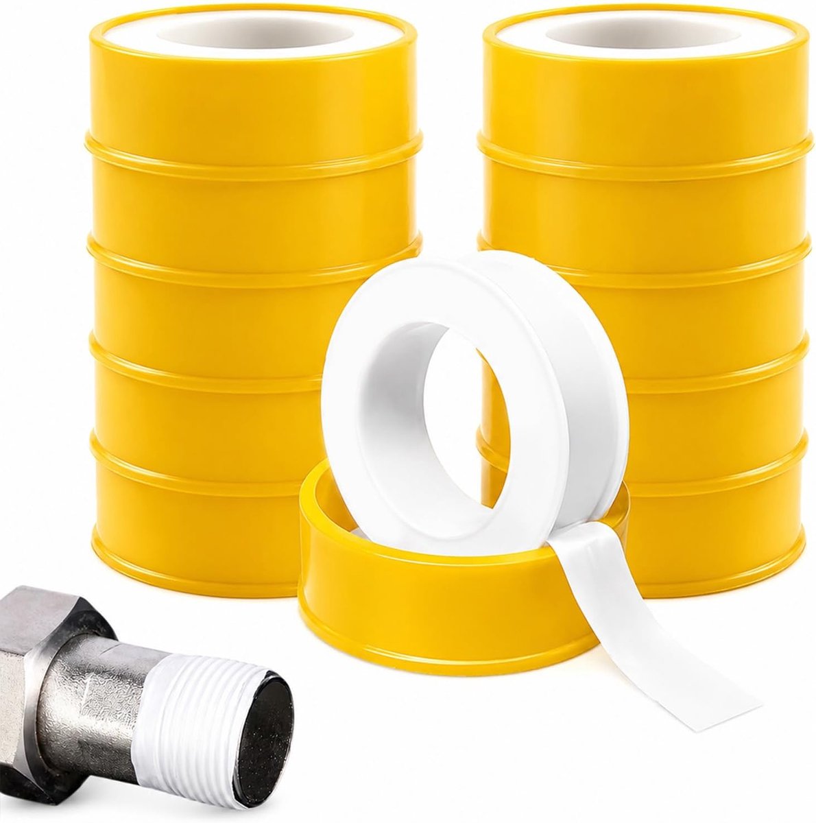 10 Stuks Teflon Tape, PTFE Afdichtingstape 12 mm x 12 m, Wit, Voor Gas, Water, Sanitair en Verwarmingssystemen, Schroefdraadafdichtband met Temperatuurbereik van -60 °C tot 240 °C